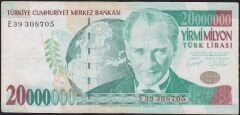 7.Emisyon 20 000 000 Lira E39 308705 Çok Temiz