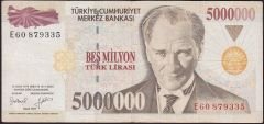 7.Emisyon 5 000 000 Lira E60 879335 Çok Temiz