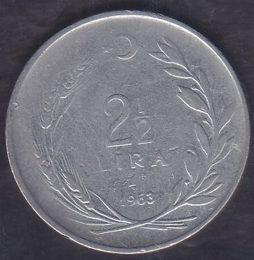 1963 Yılı 2.5 Lira (Düz)