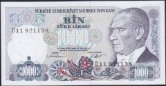 7.Emisyon 1.Tertip 1000 Lira D11 921138 Çilaltı Çil