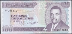 Burundi 100 Frank 2001 Çil Pick37c
