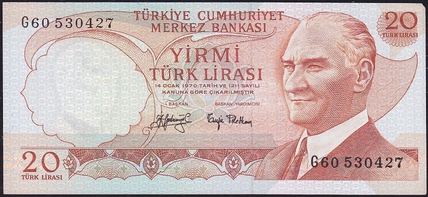 6.Emisyon 3.Tertip 20 Lira G60 530427 Çilaltı Çil