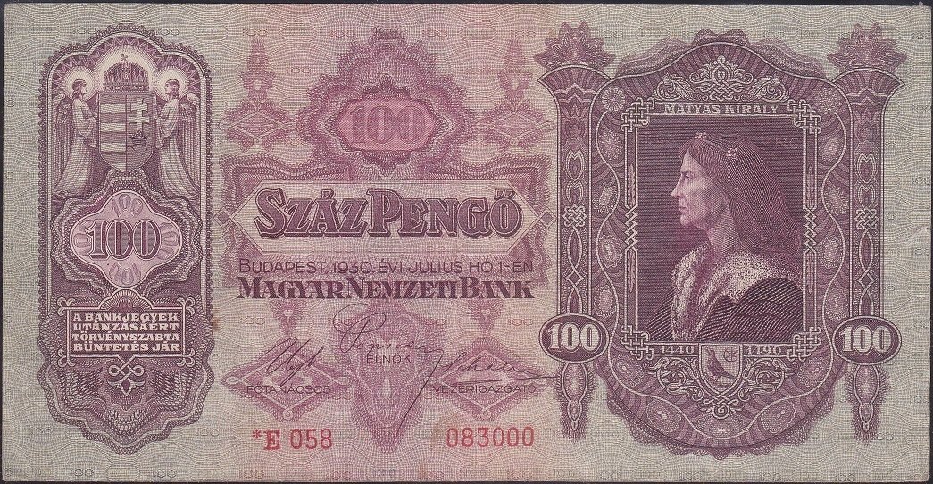 Macaristan 100 Pengo 1930 Çok Çok Temiz