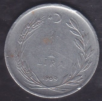 1959 Yılı 1 Lira ( Düz )