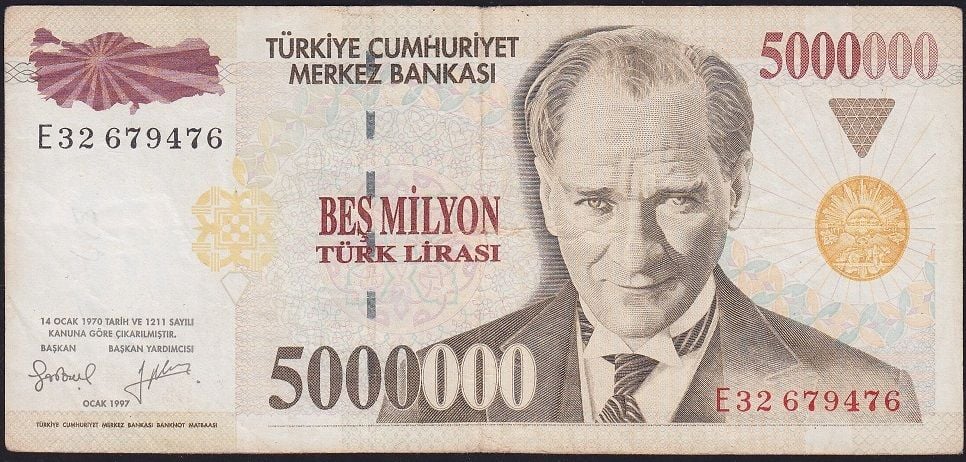 7.Emisyon 5 000 000 Lira E32 679476 Çok Temiz