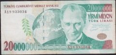 7.Emisyon 20 000 000 Lira A19 933034 Çok Temiz