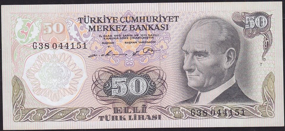 6.Emisyon 1.Tertip 50 Lira G38 044151 Çilaltı