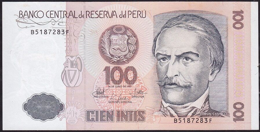 Peru 100 Intis 1987 Çilaltı Çil Pick133