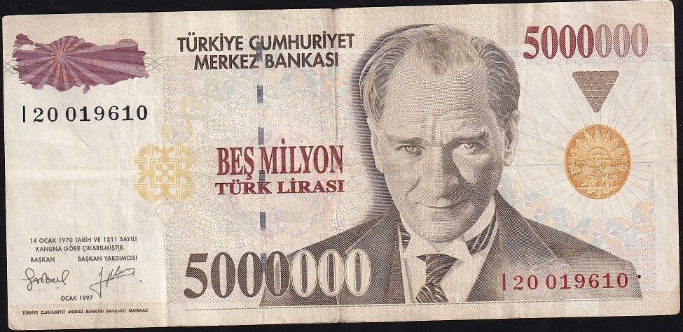 7.Emisyon 5 000 000 Lira I20 019610 Çok Temiz