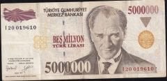 7.Emisyon 5 000 000 Lira I20 019610 Çok Temiz