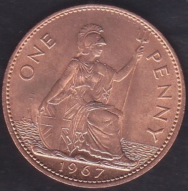 İngiltere 1 Penny 1967 Çilaltı Çil