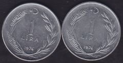 1976 Yılı 1 Lira (Ters Düz Takım)