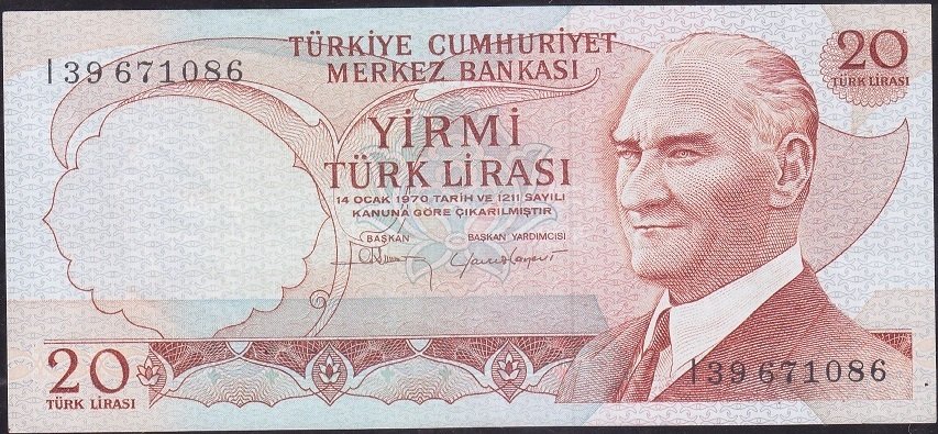 6.Emisyon 4.Tertip 20 Lira I39 671086 Çok Çok Temiz +