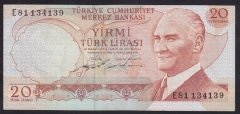 6.EMİSYON 2.TERTİP 20 LİRA E81 134139 ÇOK TEMİZ +