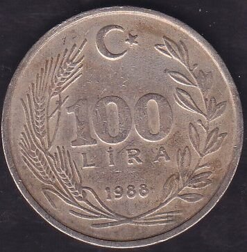 1988 Yılı 100 Lira Bakır Nikel