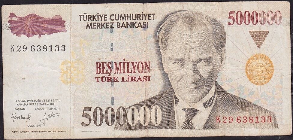 7.Emisyon 5 000 000 Lira K29 638133 Çok Temiz