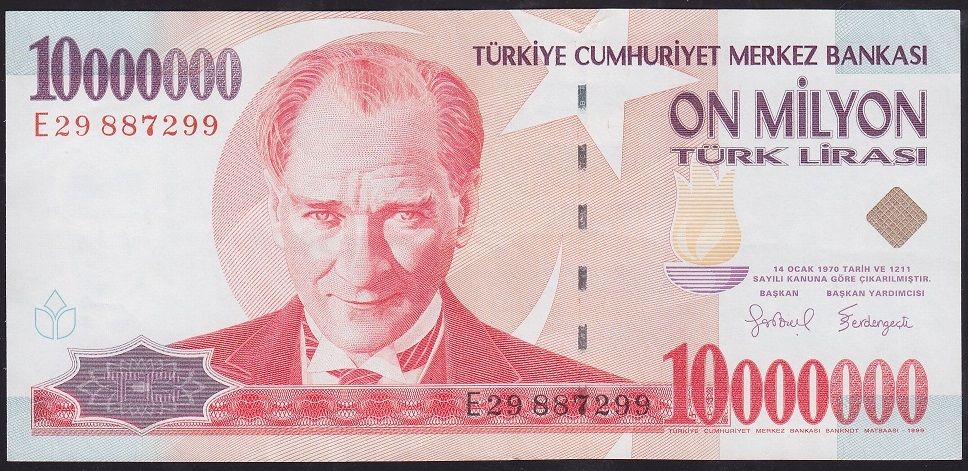 7.Emisyon 10 000 000 Lira E29 887299 Çok Temiz+