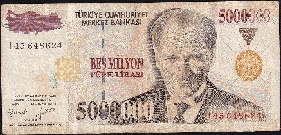 7.Emisyon 5 000 000 Lira I45 648624 Çok Temiz