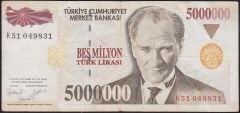 7.Emisyon 5 000 000 Lira K51 049831 Çok Temiz