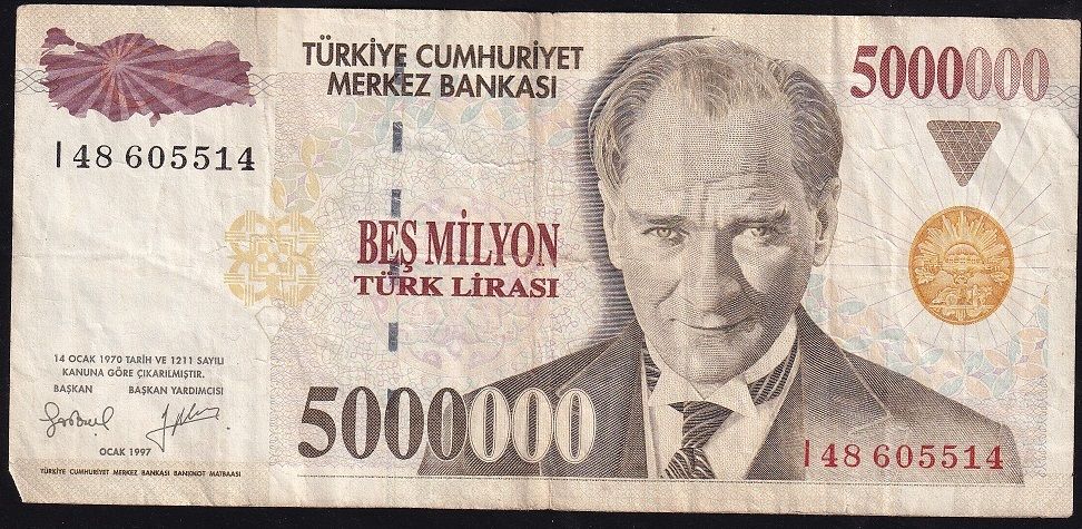 7.Emisyon 5 000 000 Lira I48 605514 Çok Temiz