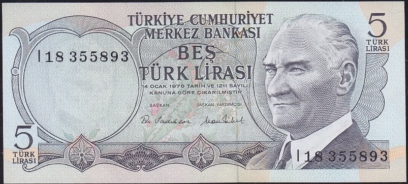 6.Emisyon 2.Tertip 5 Lira I18 355893 Çil