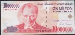 7.Emisyon 10 000 000 Lira C86 423385 Çok Temiz+