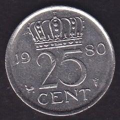 Hollanda 25 Cent 1980