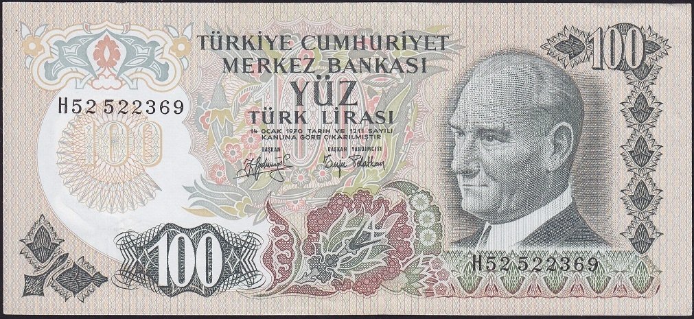 6.Emisyon 2.Tertip 100 Lira H52 522369 Çilaltı Çil