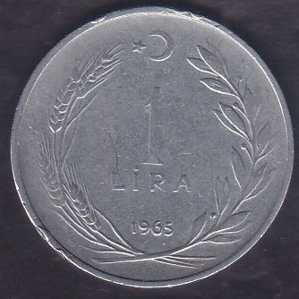 1965 Yılı 1 Lira Ters