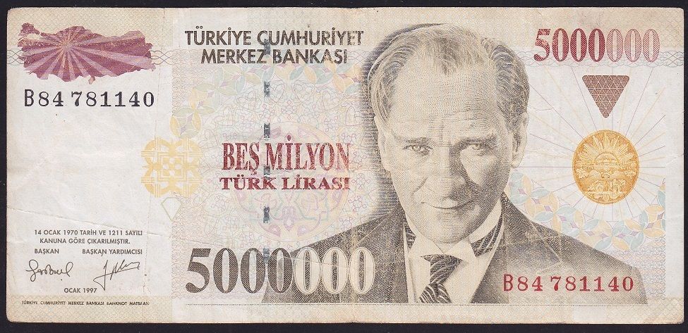 7.Emisyon 5 000 000 Lira B84 781140 Çok Temiz