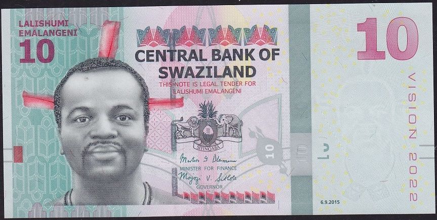 Swaziland 10 Emalangeni 2015 Çil