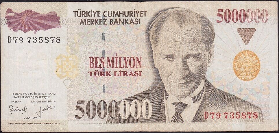 7.Emisyon 5 000 000 Lira D79 735878 Çok Temiz