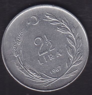 1967 Yılı 2.5 Lira Düz