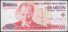 7.Emisyon 10 000 000 Lira C54 217939 Çok Temiz+