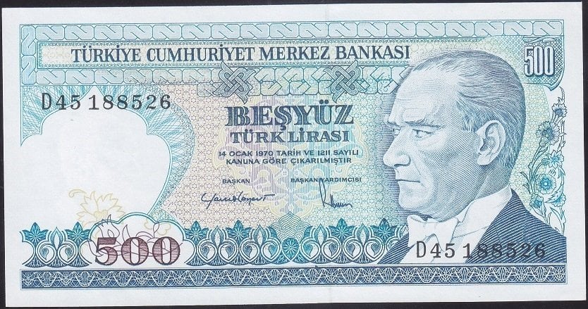 7.Emisyon 2.Tertip 500 Lira D45 188526 Çilaltı Çil