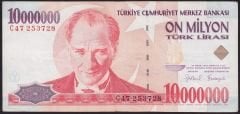 7.Emisyon 10 000 000 Lira C47 253728 Çok Temiz