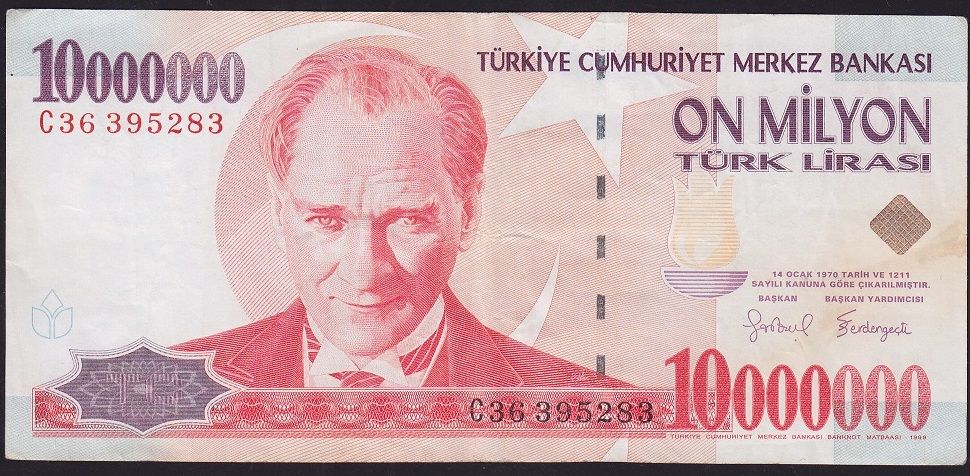 7.Emisyon 10 000 000 Lira C36 395283 Çok Temiz