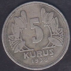 1938 YILI 5 KURUŞ