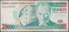 7.Emisyon 20 000 000 Lira C81 531726 Çok Temiz