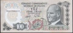 6.Emisyon 2.Tertip 100 Lira H03 268822 Çilaltı Çil ( Hafif Sararma var )