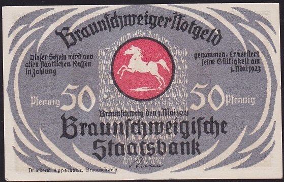 Almanya 50 Pfennig Notgeld 1923 Çil