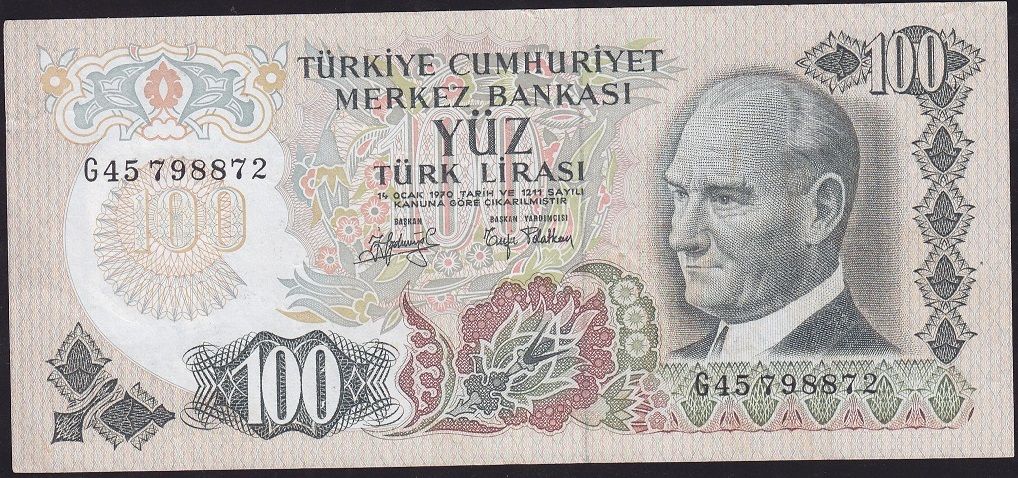 6.Emisyon 2.Tertip 100 Lira G45 798872 Çok Temiz+