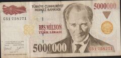 7.Emisyon 5 000 000 Lira G51 758271 Temiz