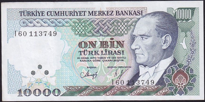 7.Emisyon 4.Tertip 10000 Lira I60 113749 Çok Temiz+