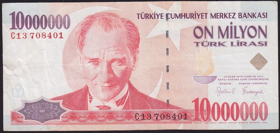 7.Emisyon 10 000 000 Lira C13 708401 Çok Temiz+