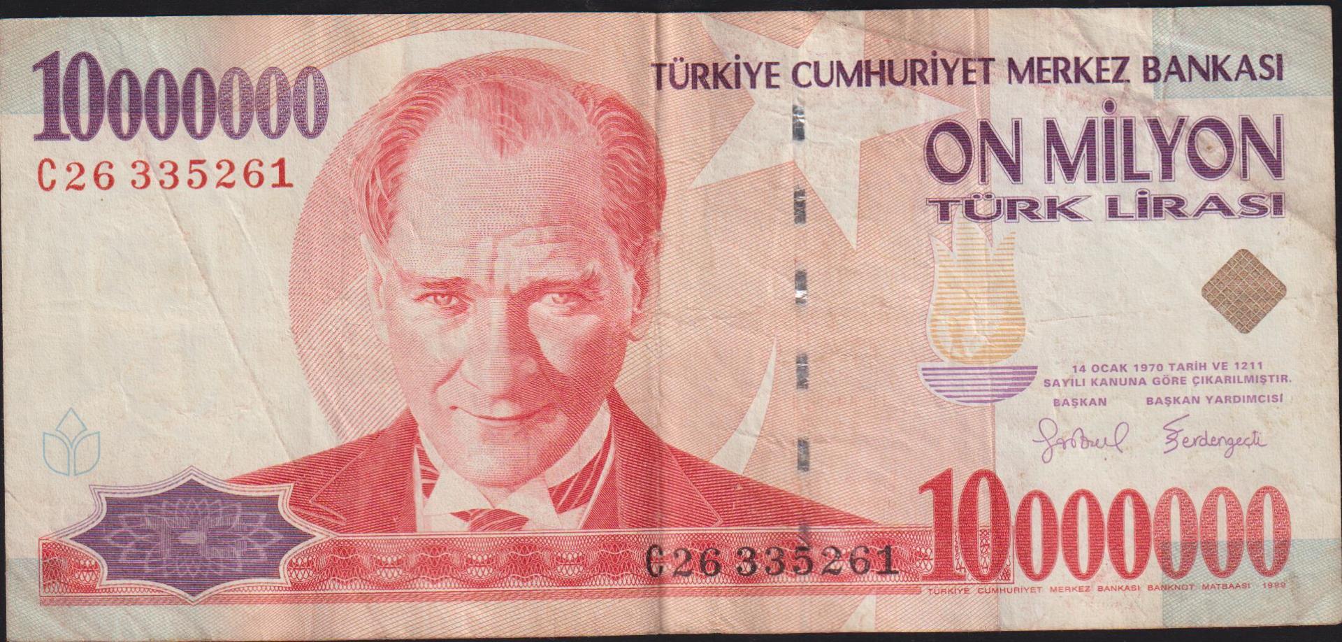 7.Emisyon 10 000 000 Lira C26 335261 Çok Temiz