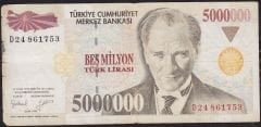 7.Emisyon 5 000 000 Lira D24 861753 Temiz