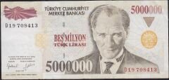 7.Emisyon 5 000 000 Lira D19 708413 Çok Temiz+