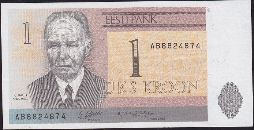 Estonya 1 Kron 1992 Çilaltı Çil