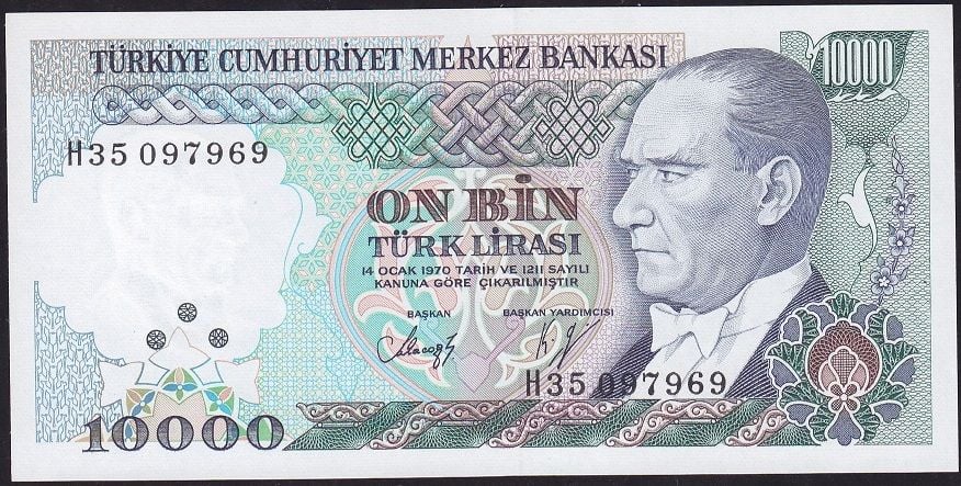 7.Emisyon 3.Tertip 10000 Lira H35 097969 Çilaltı Çil